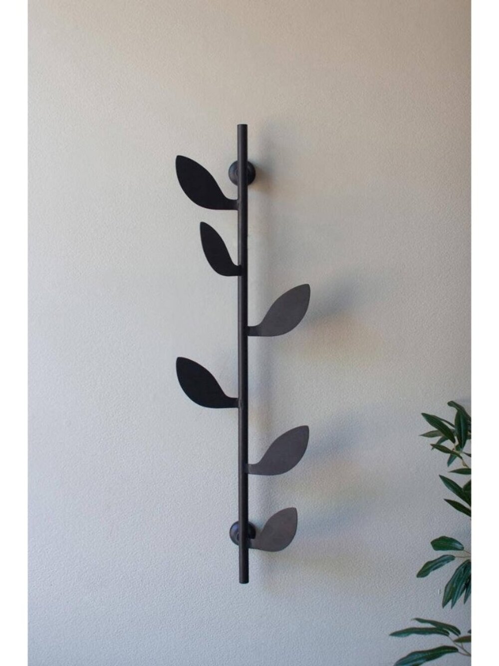 IRON WALL COAT RACK - LEAVES : Grey / Metal / 7" x 4.5" x 23.5"t